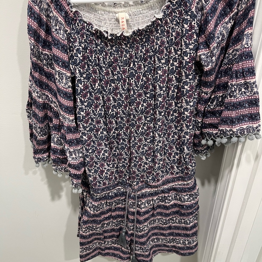 RAGA Purple and Blue Smocked Jumpsuit